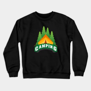 Camping Wildlife Born to Camp Forced To Work Dark Background Camping Campfire Summer Design Crewneck Sweatshirt